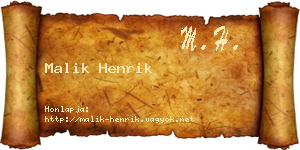 Malik Henrik névjegykártya